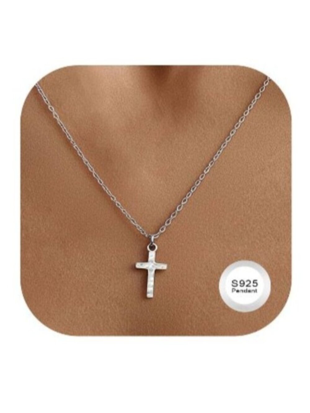 Solid 925 Sterling Silver Pendant Cross Necklace for Women, Dainty 14K Gold